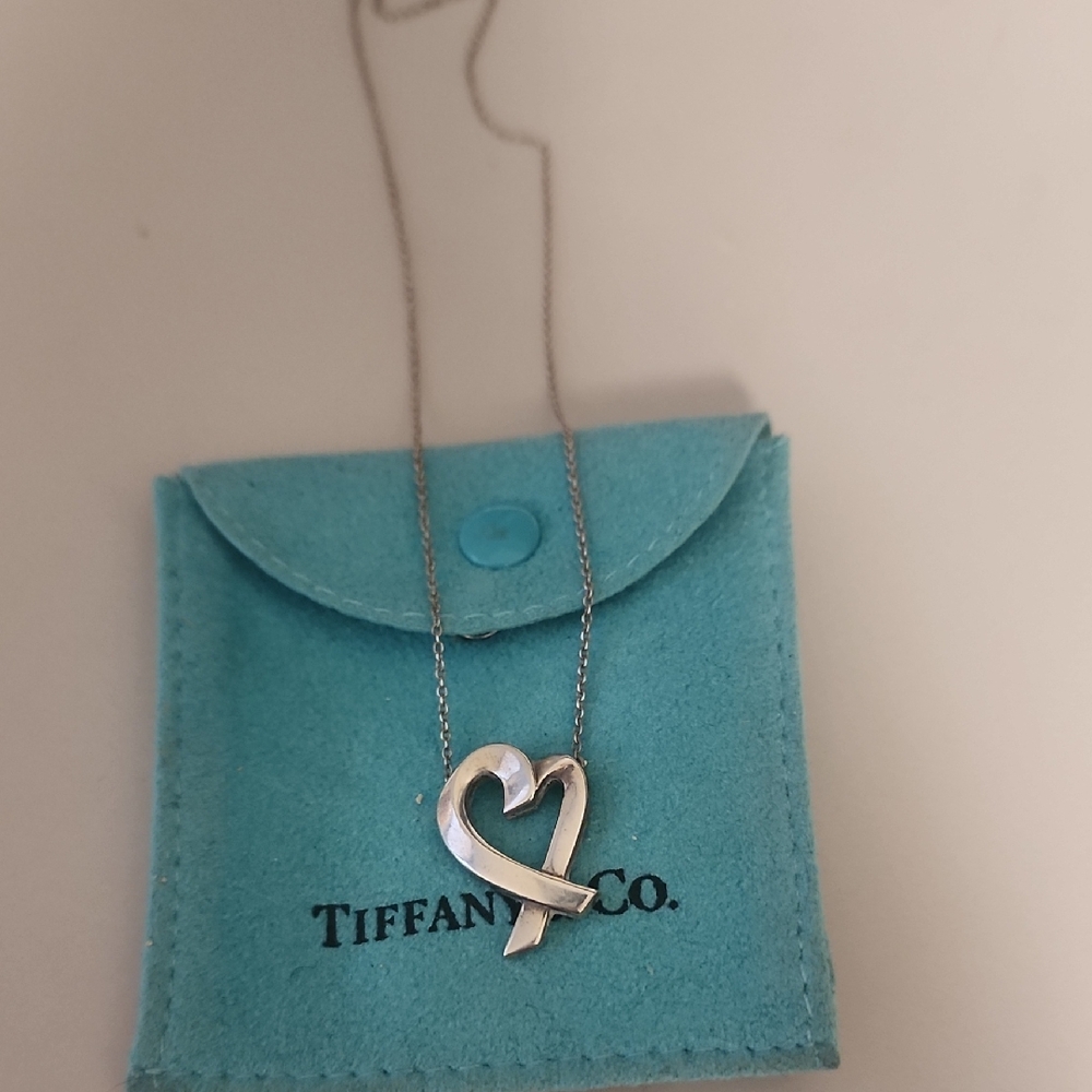 Tiffany & Co. Silver Ribbon Heart Necklace